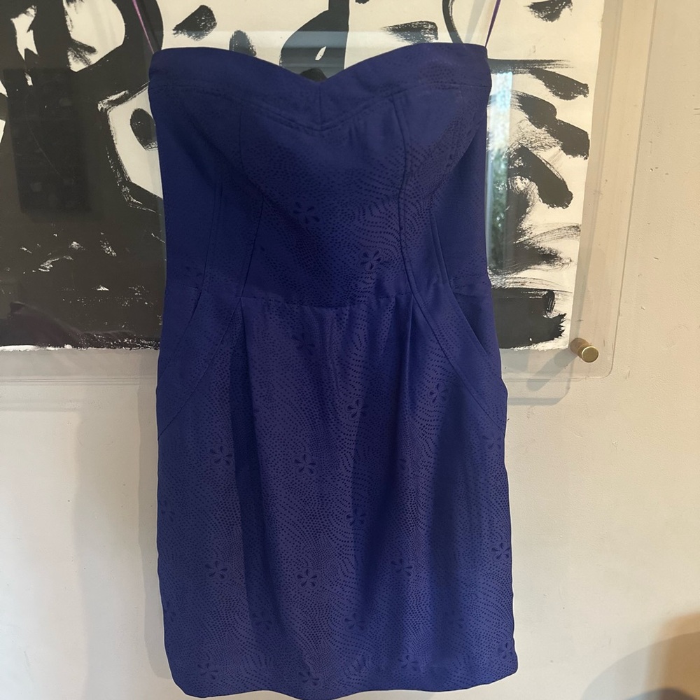 Rebecca Taylor Blue Strapless Dress w/ pockets